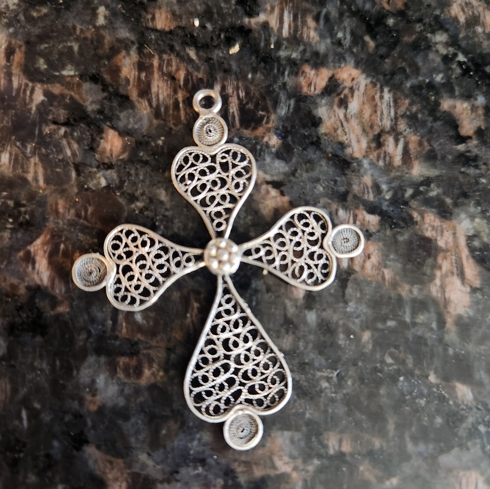 Vintage Cross Pendant 800 Silver